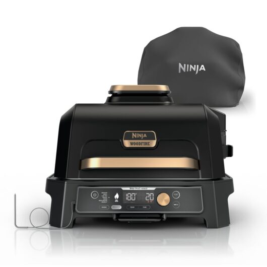 Ninja Woodfire Pro Connect XL Electric BBQ Grill & Smoker with Cover in Black/Gold | OG901UKBK1 | by SharkNinja